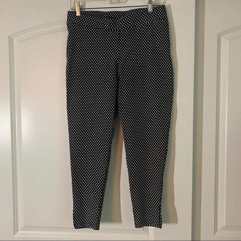 Lavish White and Black Polka Dot Cropped Fitted Pant